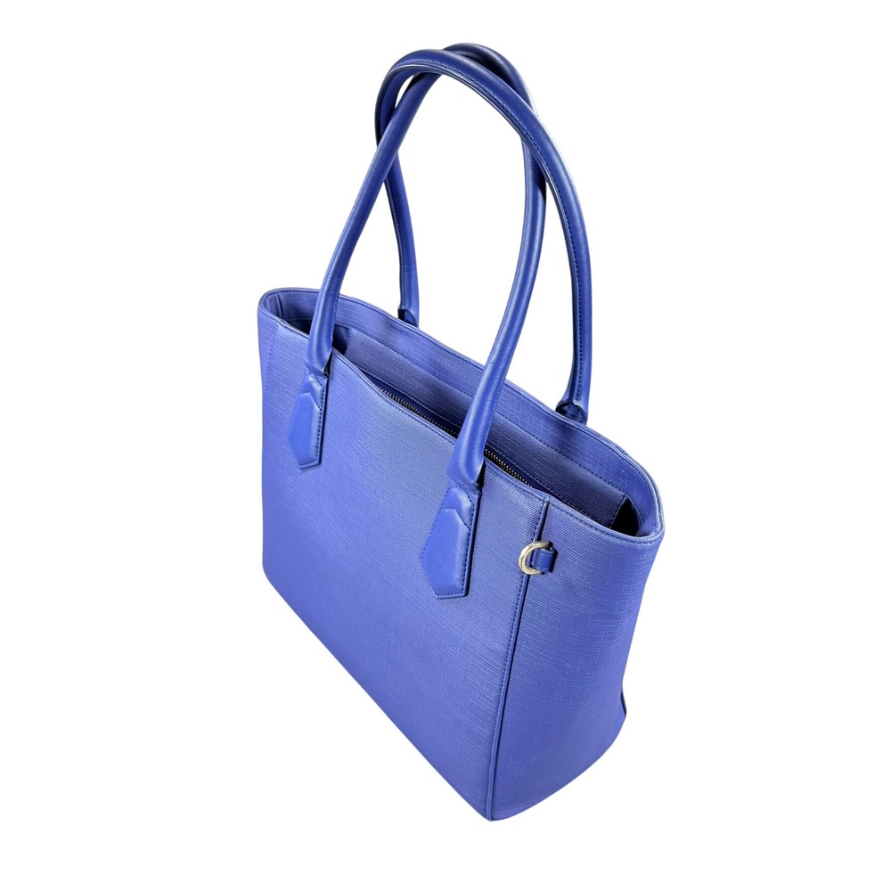Dagne Dover Allyn Tote Coated Canvas Blue 14x11x5 Gold Hardware Laptop Bag